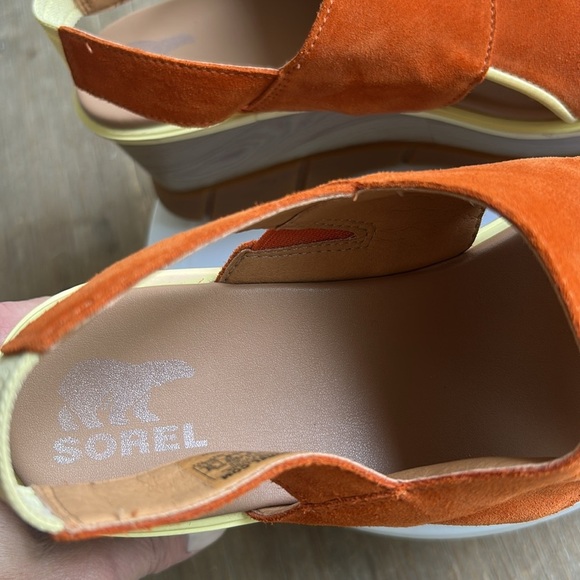 Sorel Joanie III Desert Sun Suede Wedge Platform Comfort Sling Back Sandals - Picture 12 of 17